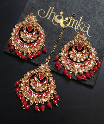 Meenakari Design Earring with Mantika