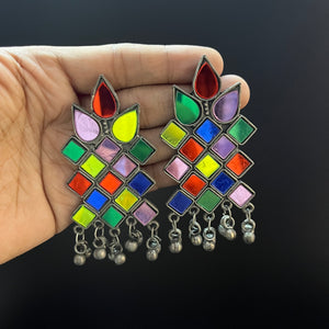 Multicolor Mirror Ghungroo Earring